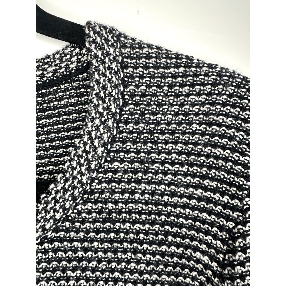 Madewell Size L Women's Pullover Striped Black‎ White Textured Knit Long Sleeve - Picture 9 of 11